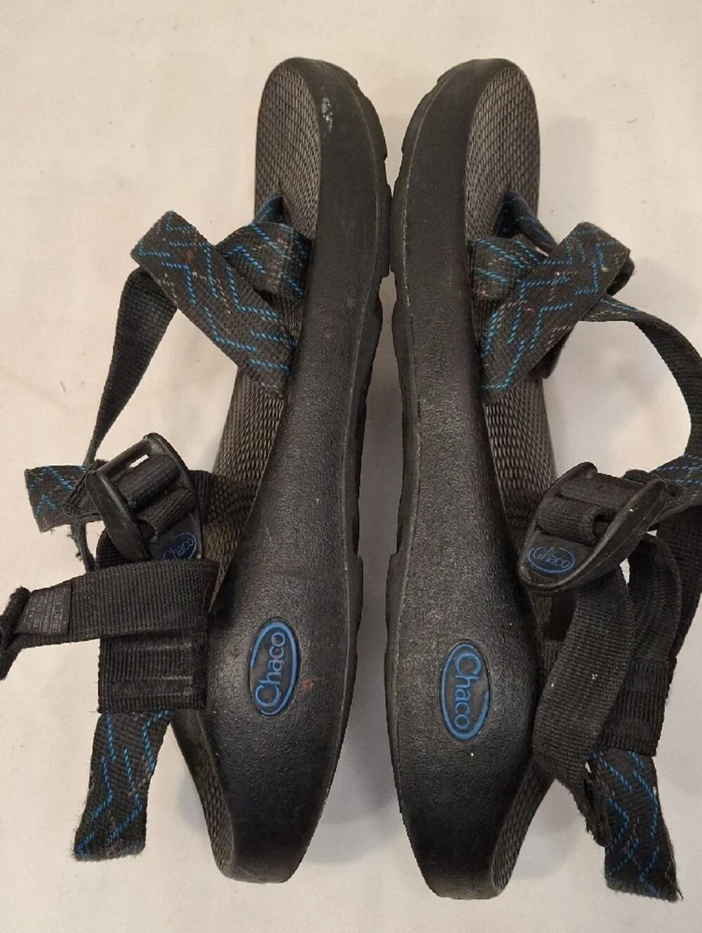 Chaco Men's Black Sandals with Black Webbing Adjustable Strap. Lightly Worn